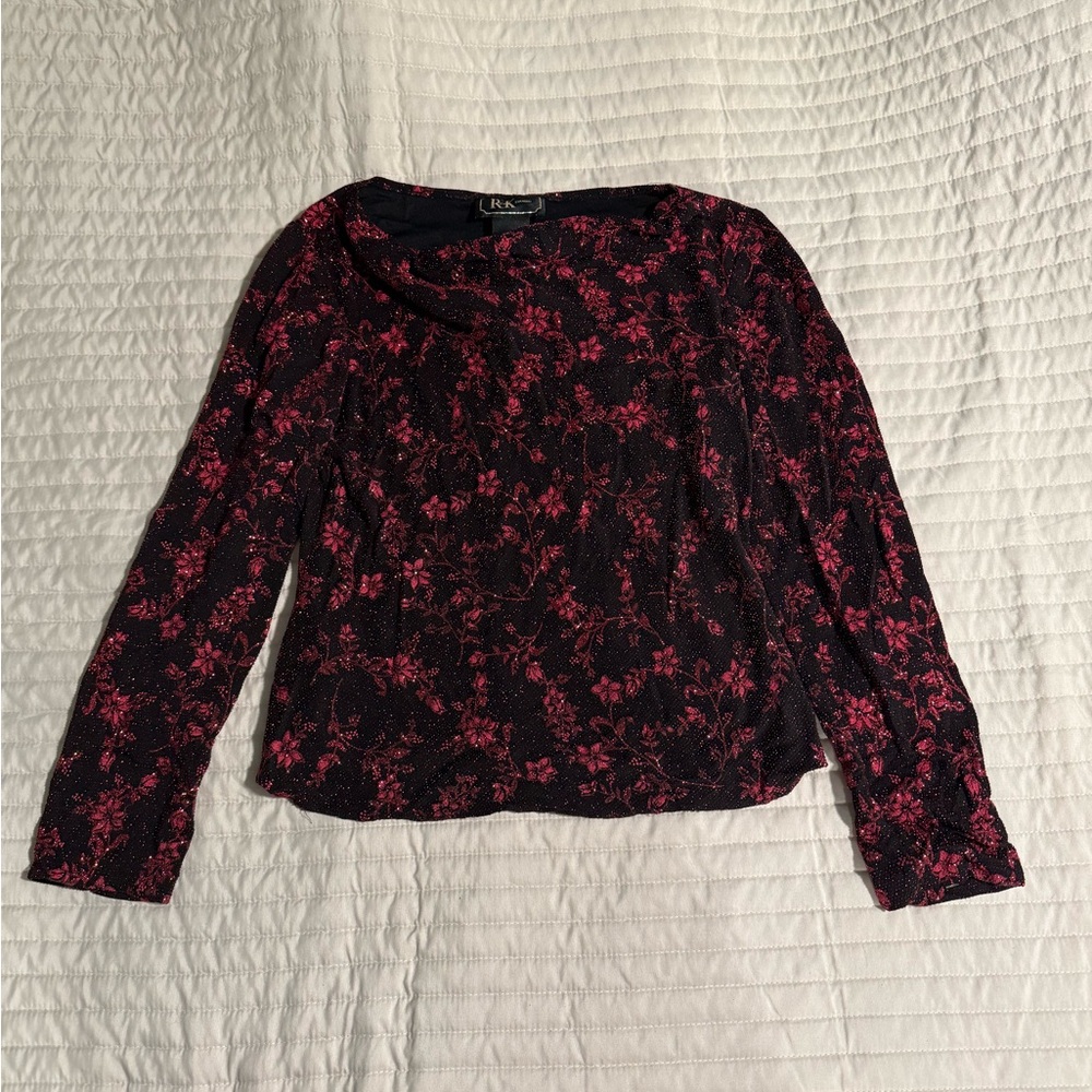 R&K Black and Pink Floral Blouse
